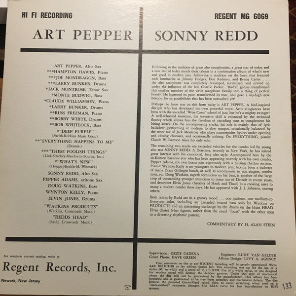 Art Pepper & Sonny Red : Art Pepper & Sonny Redd (LP, Mono, Gre)