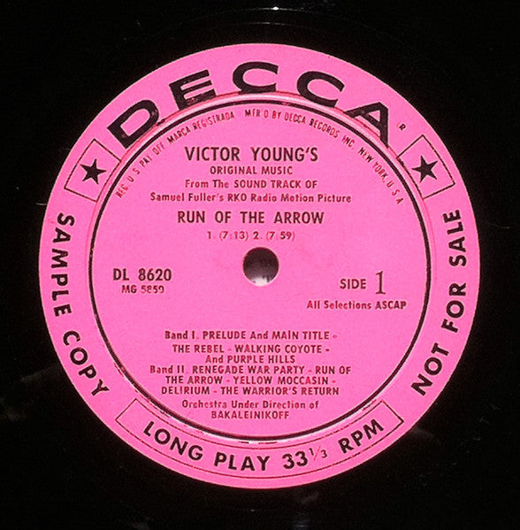 Victor Young : Run Of The Arrow (Original Music From The Sound Track) (LP, Album, Mono, Promo)