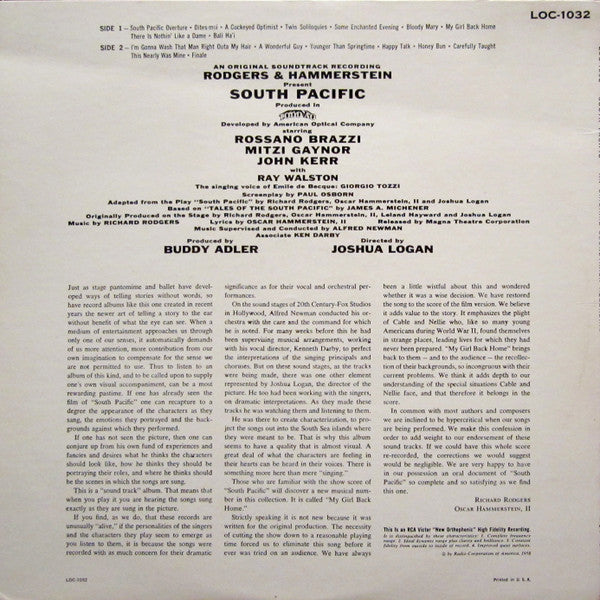 Rodgers & Hammerstein : South Pacific (LP, Album, Mono, RP, Ind)