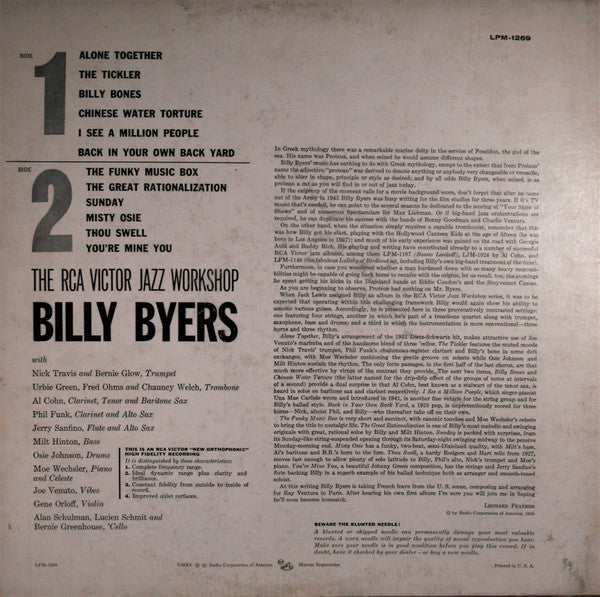 Billy Byers : The RCA Victor Jazz Workshop (LP, Album)