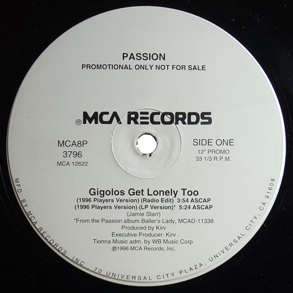 Passion : Gigolos Get Lonely Too (1996 Players Version) (12", Promo)