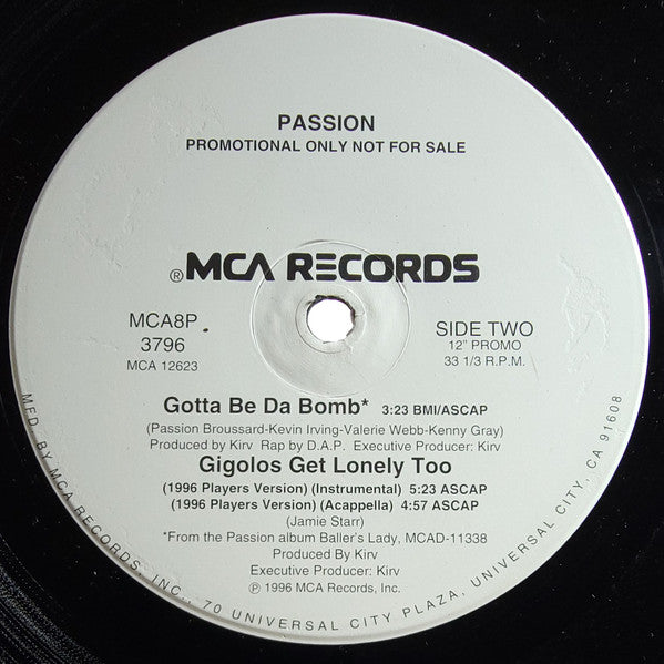 Passion : Gigolos Get Lonely Too (1996 Players Version) (12", Promo)