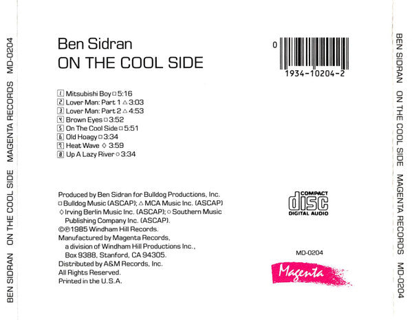 Ben Sidran : On The Cool Side (CD, Album)
