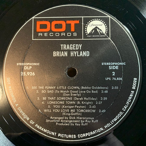 Brian Hyland : Tragedy - A Million To One (LP, Album, Mon)