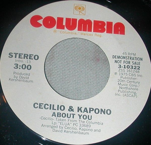 Cecilio & Kapono : About You (7", Promo)