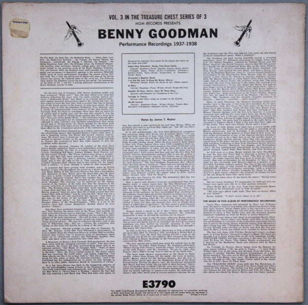 Benny Goodman : Performance Recordings 1937-1938 (LP, Comp, Mono)