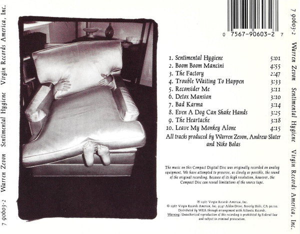 Warren Zevon : Sentimental Hygiene (CD, Album)