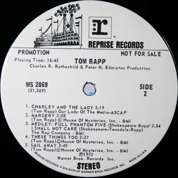 Tom Rapp : Familiar Songs (LP, Album, Promo)