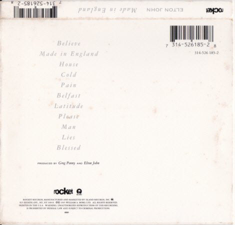 Elton John : Made In England (CD, Album)