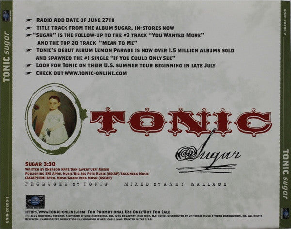 Tonic (2) : Sugar (CD, Single, Promo)