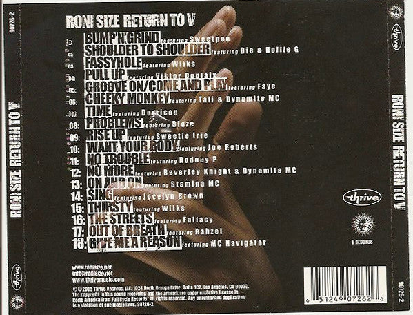 Roni Size : Return To V (CD, Mixed)