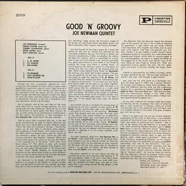 Joe Newman With Frank Foster : Good 'n' Groovy (LP, Album, Mono)