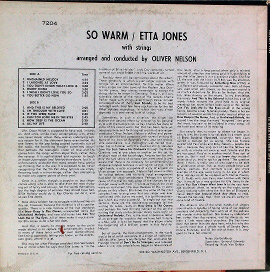 Etta Jones : So Warm (LP, Album)