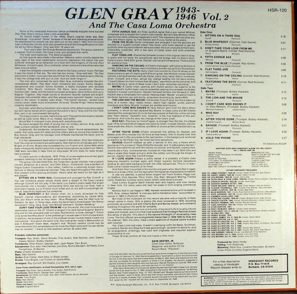 Glen Gray & The Casa Loma Orchestra : The Uncollected Glen Gray, Vol. 2, 1943-1946 (LP, Mono, RE)