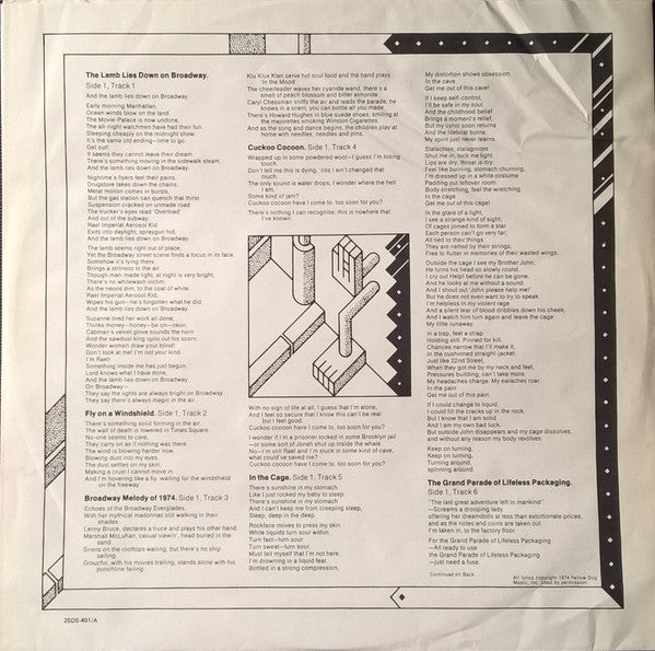 Genesis : The Lamb Lies Down On Broadway (2xLP, Album, RE, Cin)