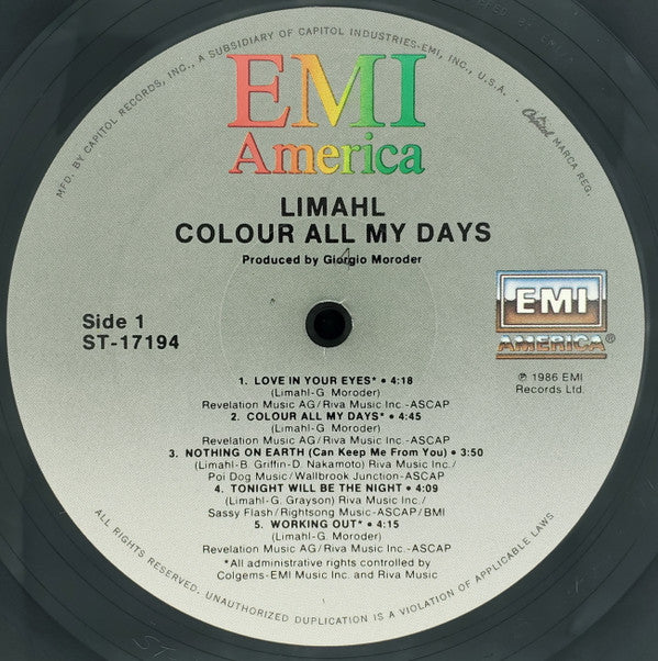 Limahl : Colour All My Days (LP, Album, All)