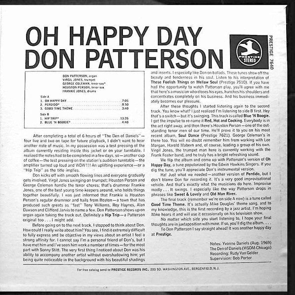Don Patterson : Oh Happy Day (LP, Album)
