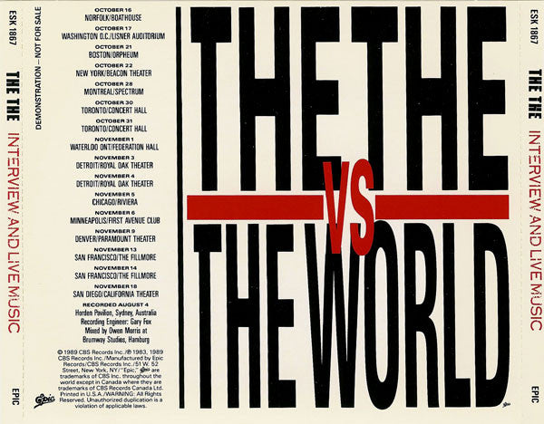 The The : Alive (Interview And Live Music) (CD, Promo)