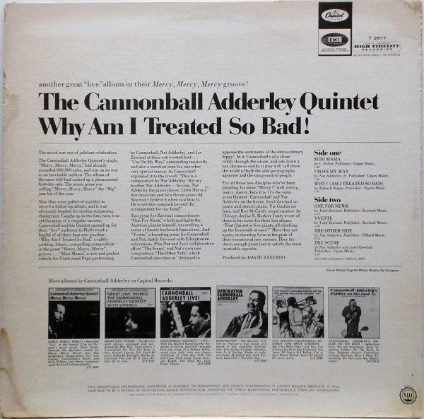 The Cannonball Adderley Quintet : Why Am I Treated So Bad! (LP, Album, Mono)