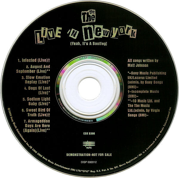 The The : Live In New York - (Yeah, It's A Bootleg) (CD, Promo)