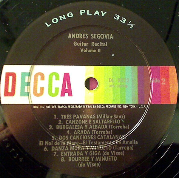 Andrés Segovia : Guitar Solos (LP, Album, RE)