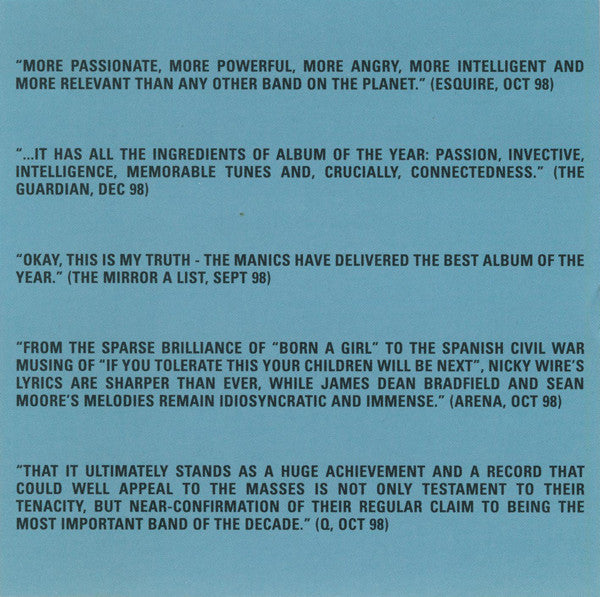 Manic Street Preachers : This Is My Truth Tell Me Yours (CD, Album, Promo)
