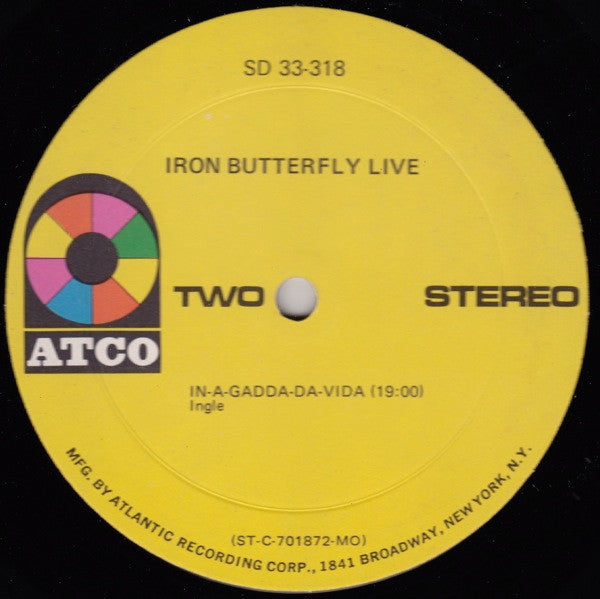 Iron Butterfly : Live (LP, Album, Mon)