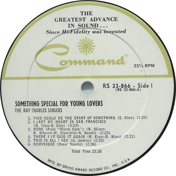 The Ray Charles Singers : Something Special For Young Lovers (LP, Album, Mono, Gat)