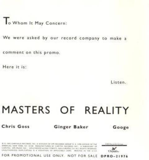 Masters Of Reality : Sunrise On The Sufferbus (CD, Album, Promo)