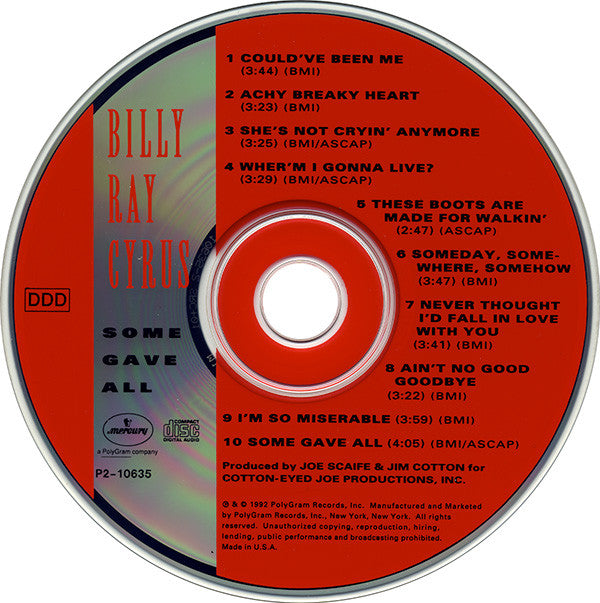 Billy Ray Cyrus : Some Gave All (CD, Album, Club)
