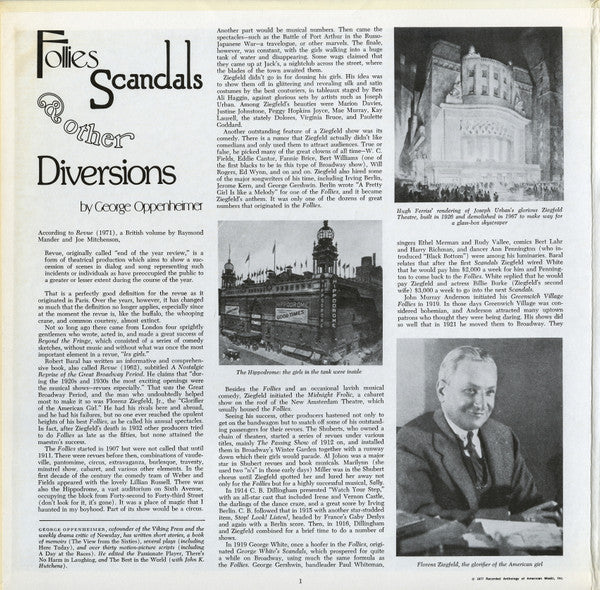 Various : Follies, Scandals & Other Diversions - From Ziegfield To The Shuberts (LP, Comp)