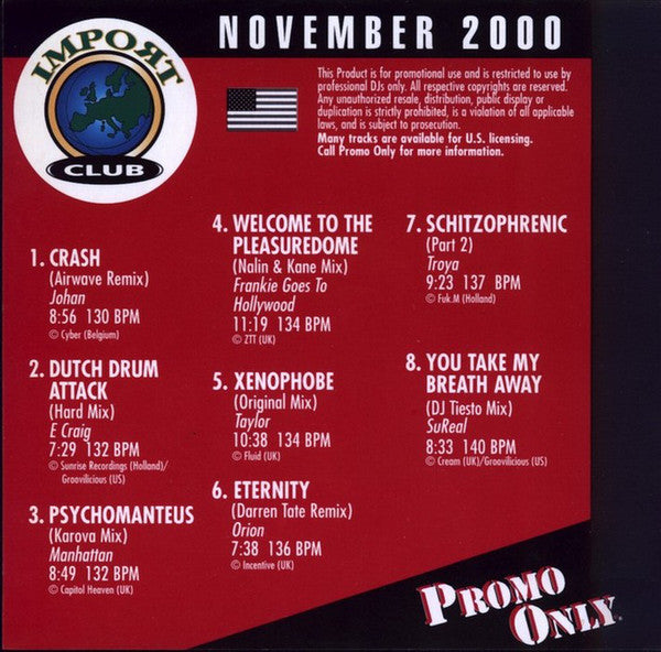 Various : Promo Only Import Club: November 2000 (CD, Comp, Promo)