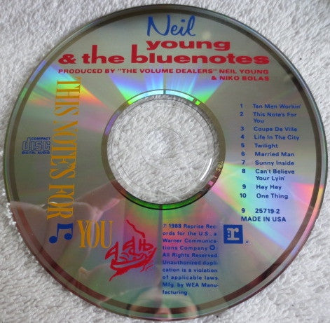 Neil Young & The Bluenotes (5) : This Note's For You (CD, Album)