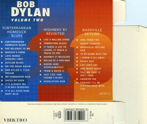 Bob Dylan : Bob Dylan 123 / Volume 2 / Subterranean Homesick Blues / Highway 61 Revisited / Nashville Skyline (3xCD + CD, Album, RE + CD, Album, RE + CD, Album, )