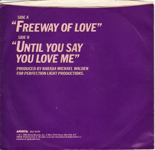 Aretha Franklin : Freeway Of Love (7", Single, Styrene, 5:4)