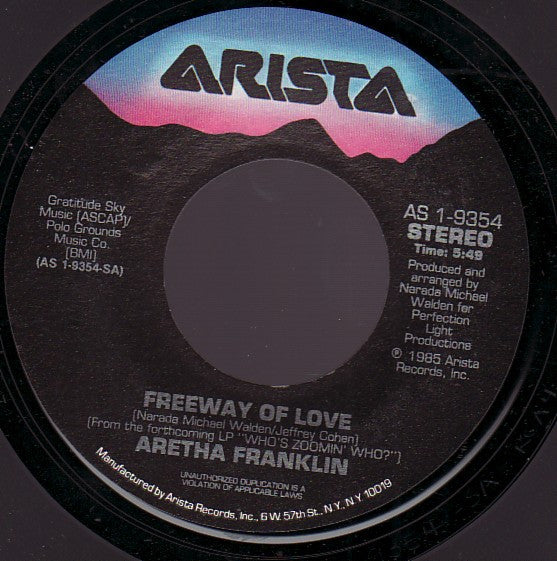 Aretha Franklin : Freeway Of Love (7", Single, Styrene, 5:4)