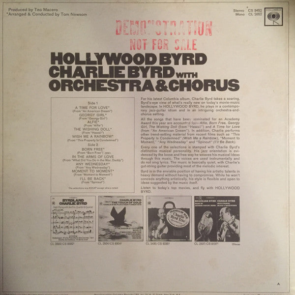Charlie Byrd : Hollywood Byrd (LP, Album, Mono)