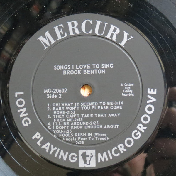Brook Benton : Songs I Love To Sing (LP, Album, Mono, 1st)