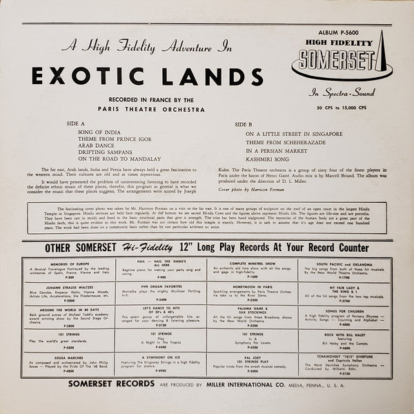 The Paris Theatre Orchestra : A High Fidelity Adventure In Exotic Lands (LP, Album, Mono)