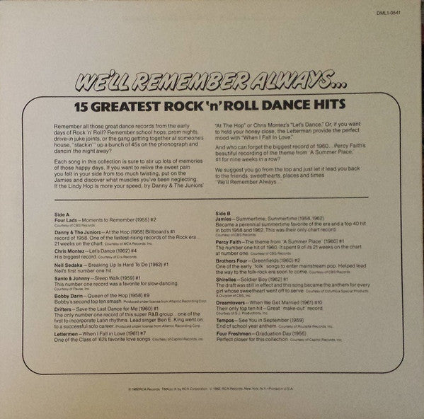 Various : We'll Remember Always...15 Greatest Rock 'N' Roll Dance Hits (LP, Comp)