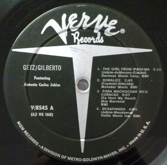 Stan Getz / Joao Gilberto* Featuring Antonio Carlos Jobim : Getz / Gilberto (LP, Album, Mono, Gat)