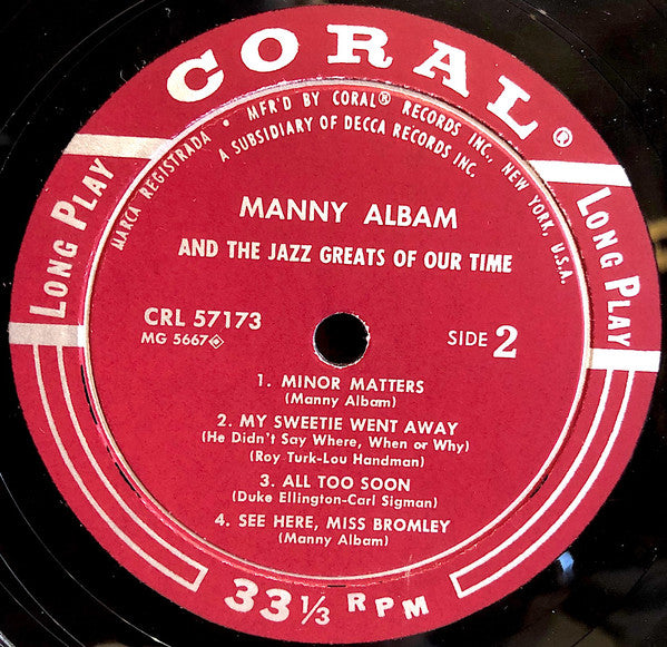 Manny Albam : Manny Albam And The Jazz Greats Of Our Time Vol.1 (LP, Album, Mono)