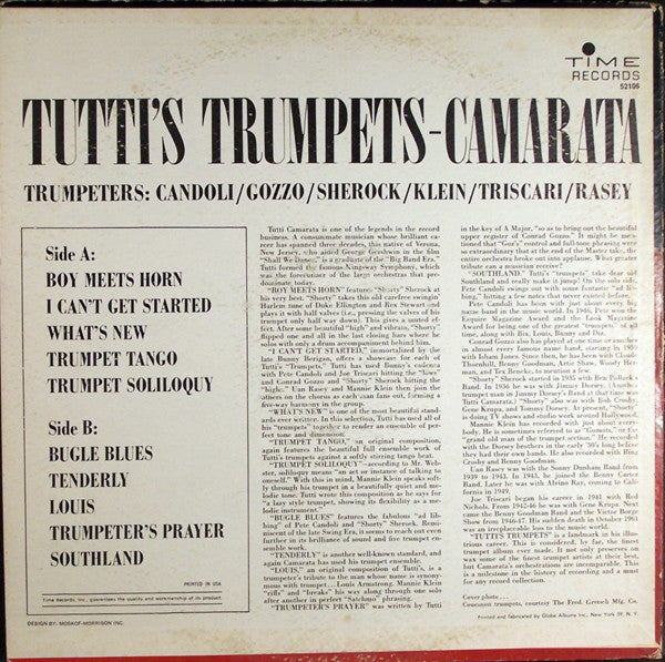 Tutti Camarata : Tutti's Trumpets (LP, Album, Mono)