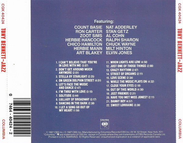 Tony Bennett : Jazz (CD, Comp)
