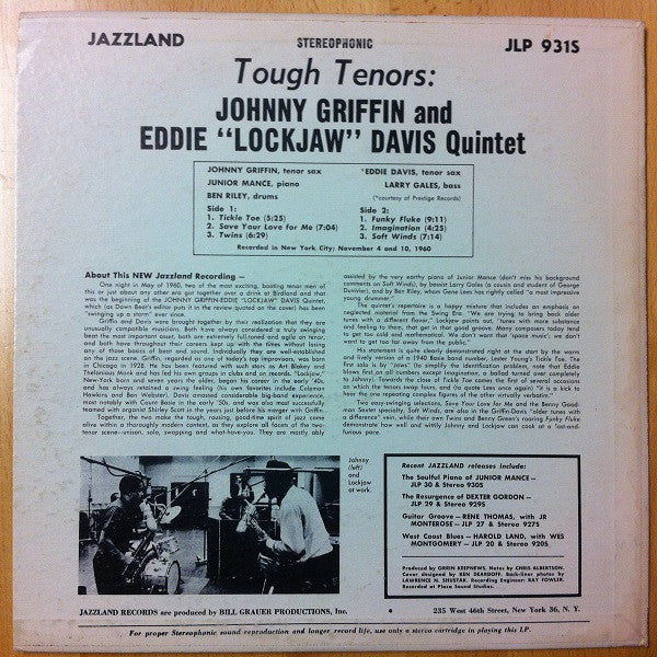 The Eddie Davis-Johnny Griffin Quintet : Tough Tenors (LP, Album)
