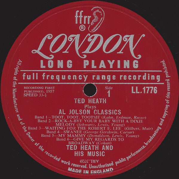 Ted Heath : Ted Heath Plays Al Jolson Classics (LP)