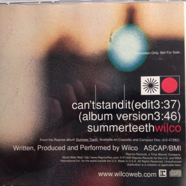 Wilco : Can't Stand It (CD, Single, Promo)