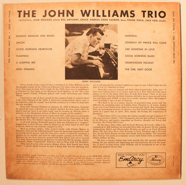 John Williams (5) : John Williams Trio (LP, Mono)