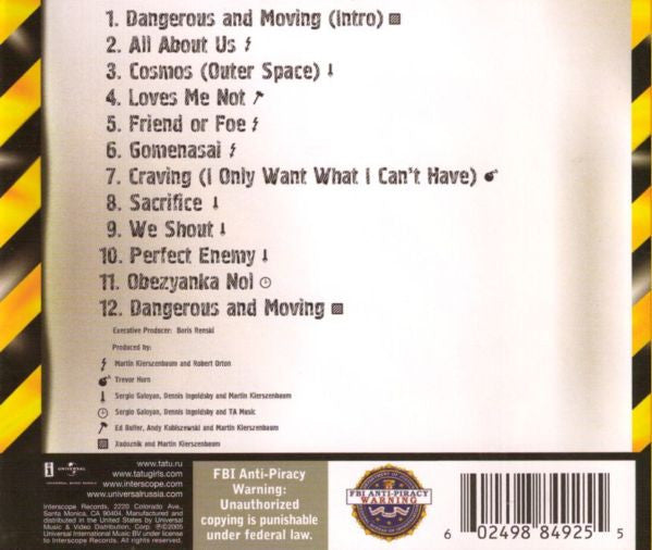 t.A.T.u. : Dangerous And Moving (CD, Album)