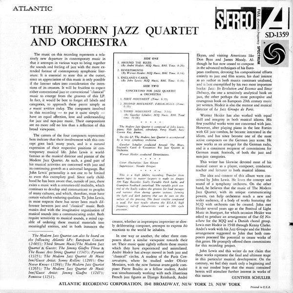 The Modern Jazz Quartet : The Modern Jazz Quartet & Orchestra (LP, RE, Pre)